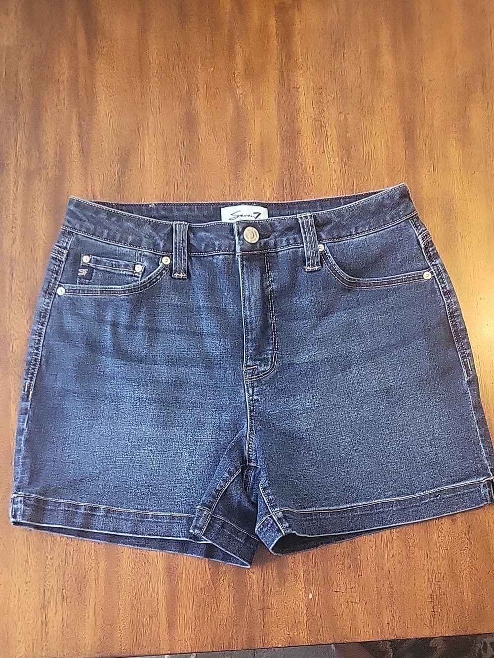 Seven7 Indigo High Rise Weekend Denim Shorts Sz8